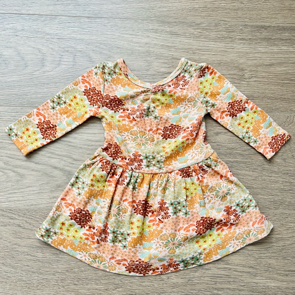 12-18m Kate Quinn Long Sleeve Autumn Floral Dress Kids Girls Organic Cotton